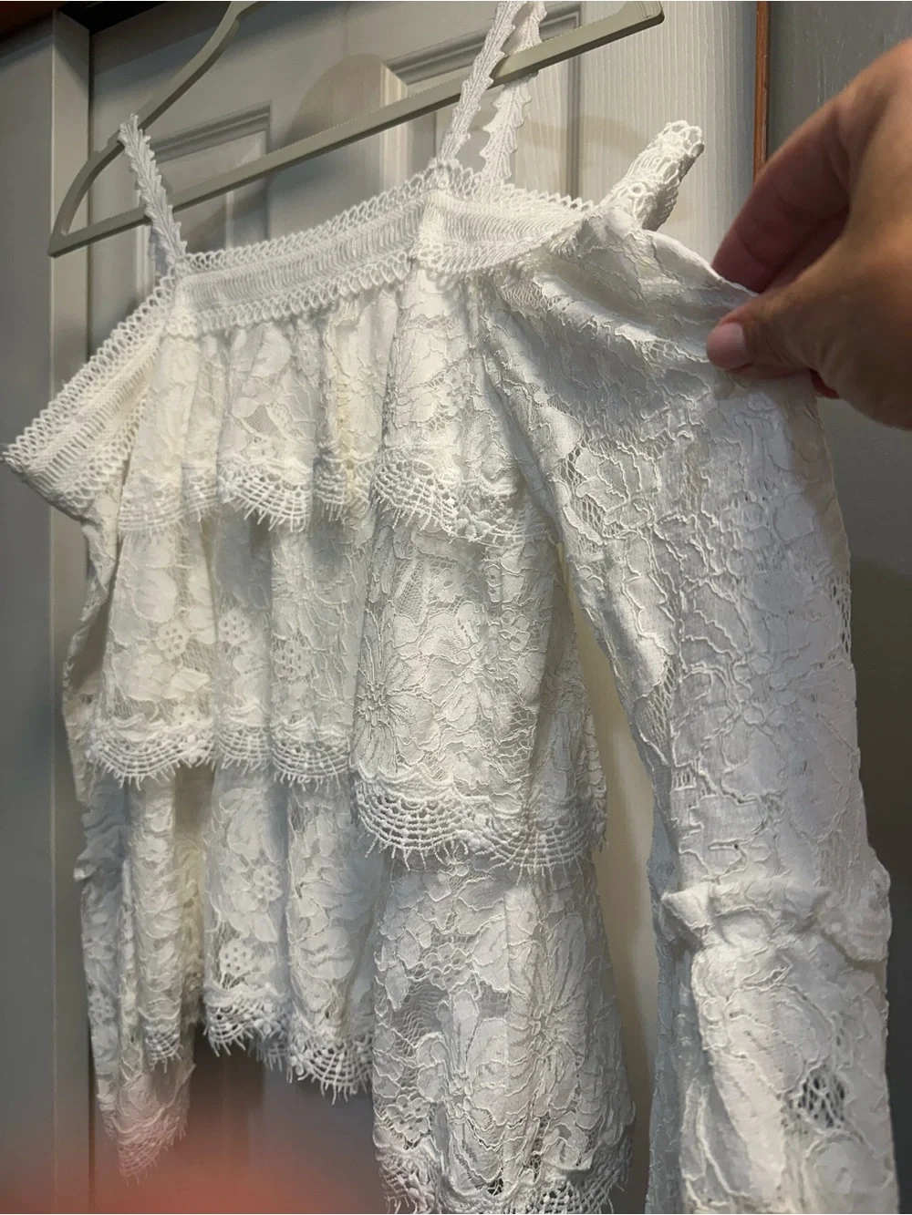 Ina White Lace Cold-Shoulder Camisole